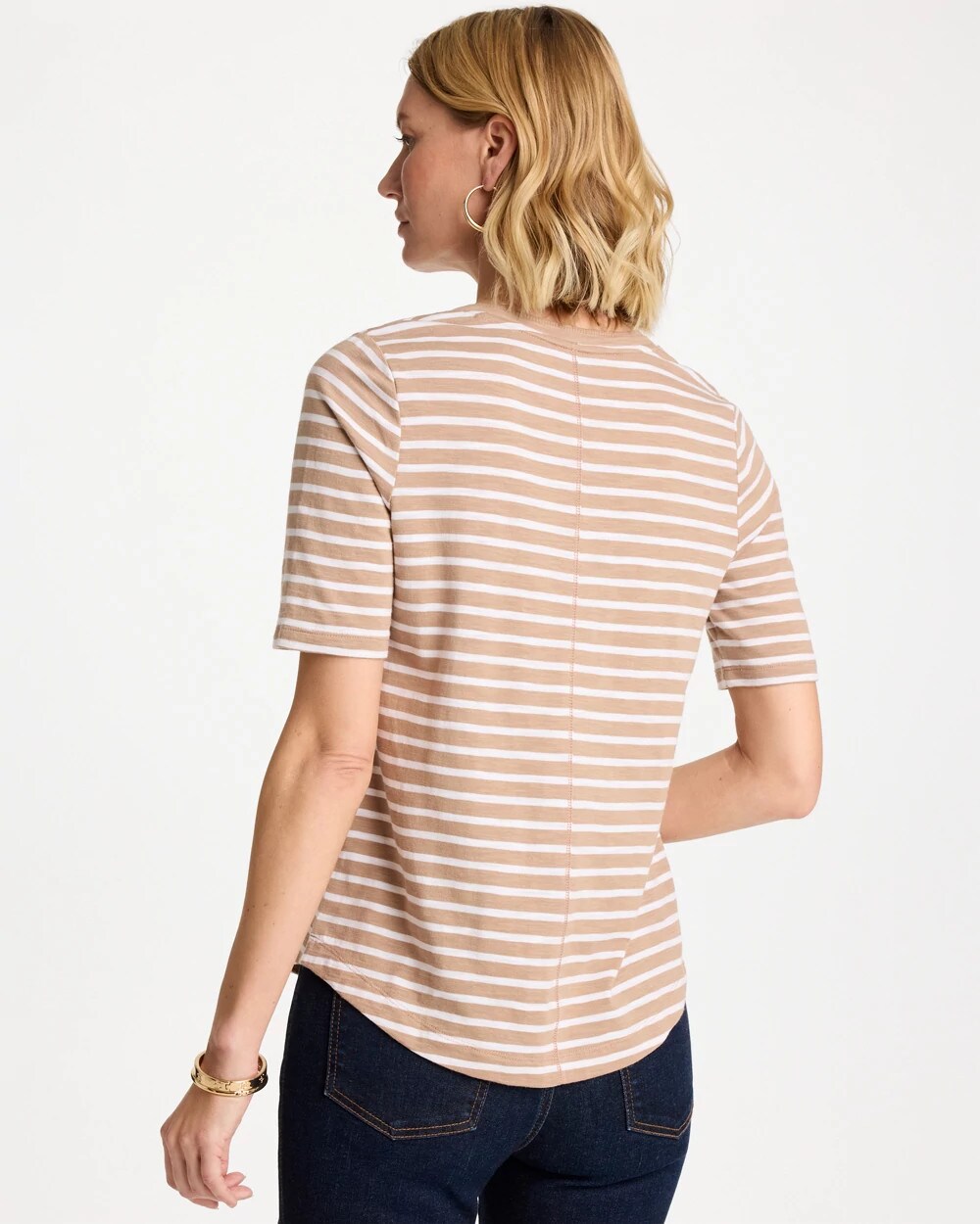 Striped Cotton Slub V-Neck Tee