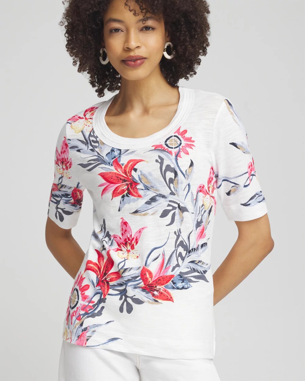 Floral Scoop Neck Tee