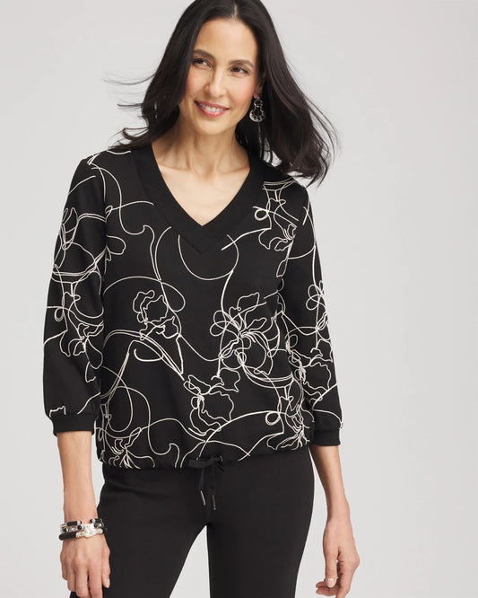 Zenergy Double-Knit Embroidered Top