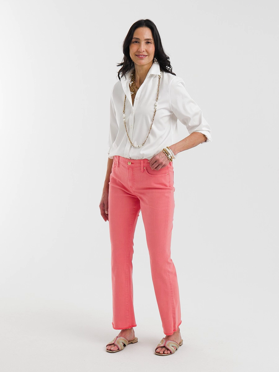 Girlfriend Fray Hem Kick Flare Jeans