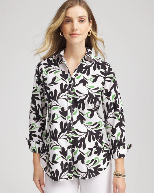 No Iron Abstract Floral Shirt