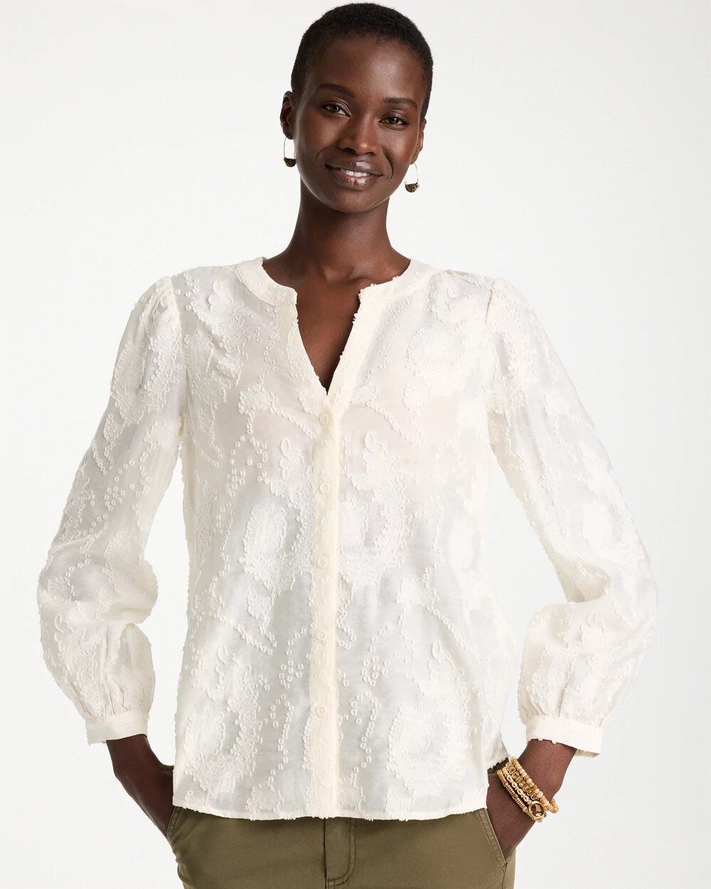 Clip Dot Jacquard Blouse