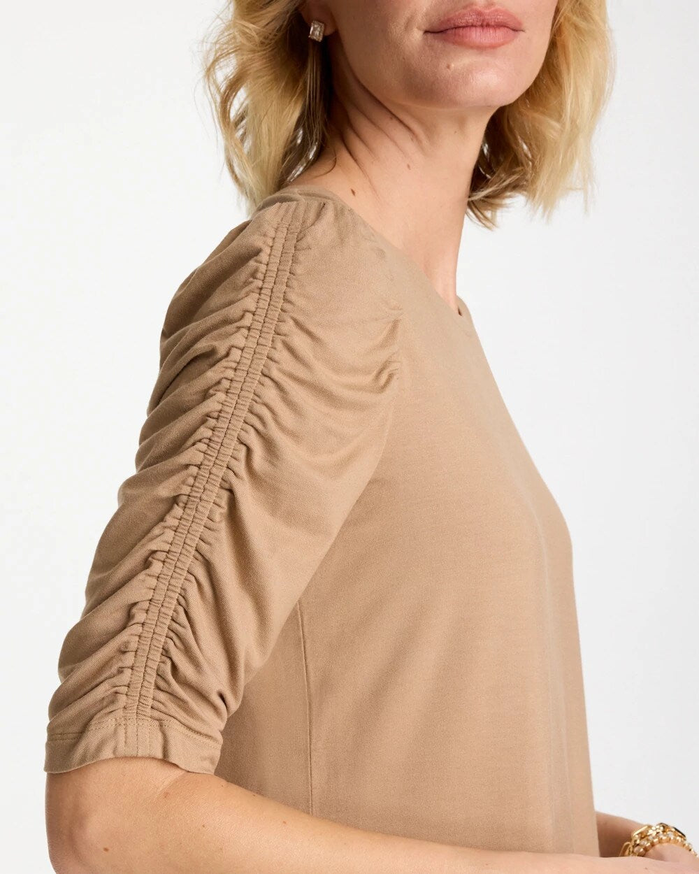 Touch of Cool Ruched Sleeve Knit Tee