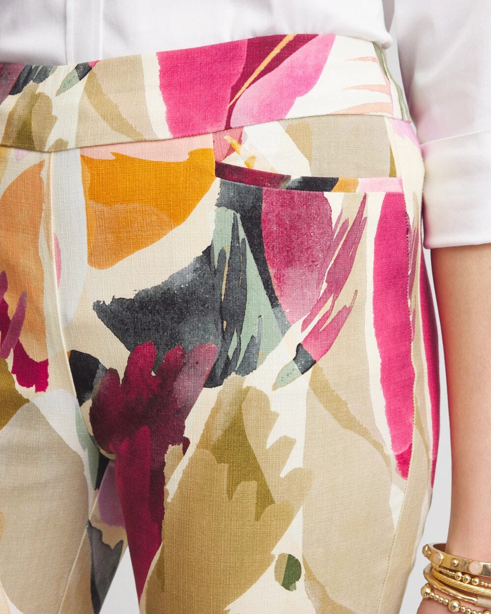Brigitte Abstract Floral Slub Pants