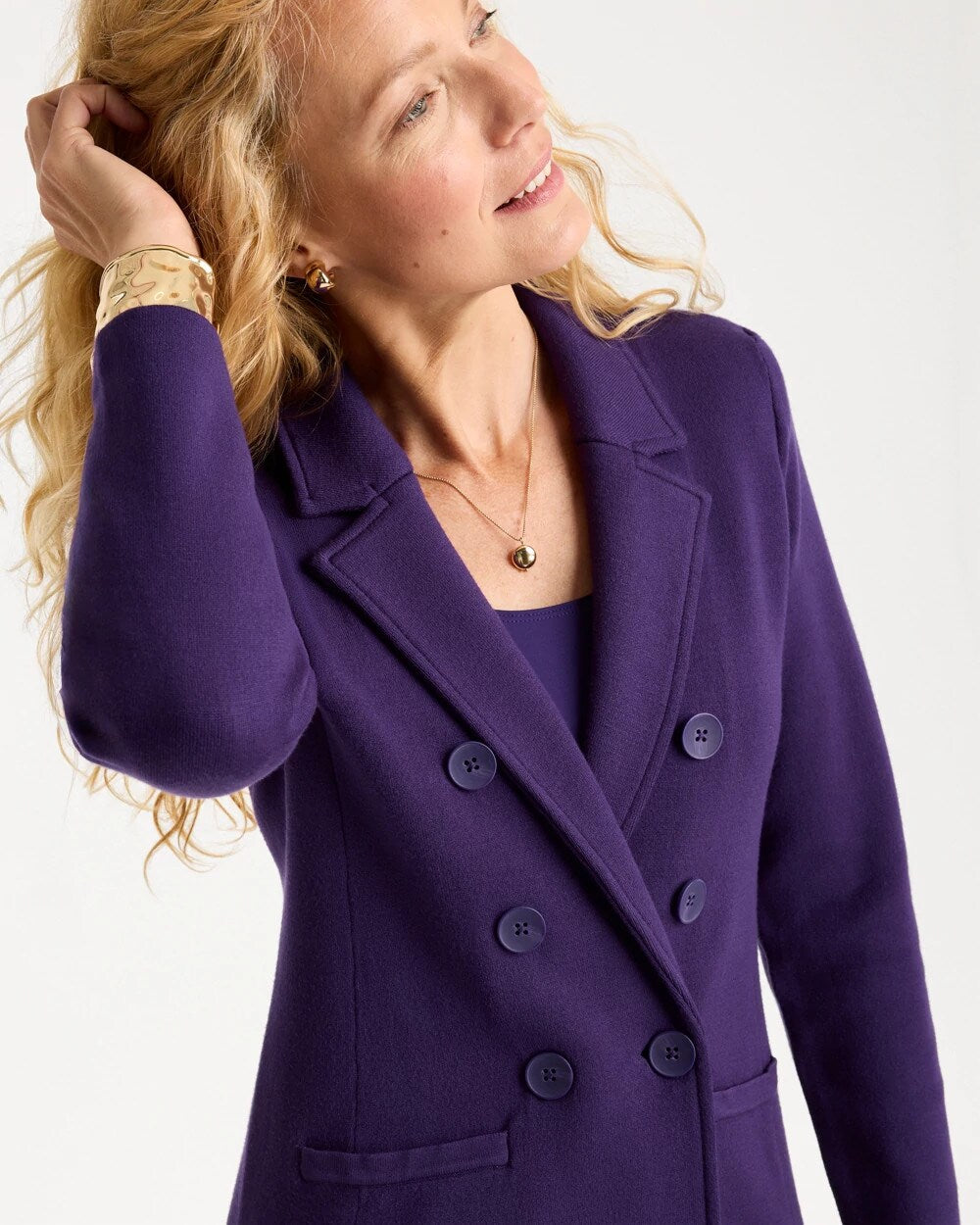 Double-Breasted Sweater Blazer