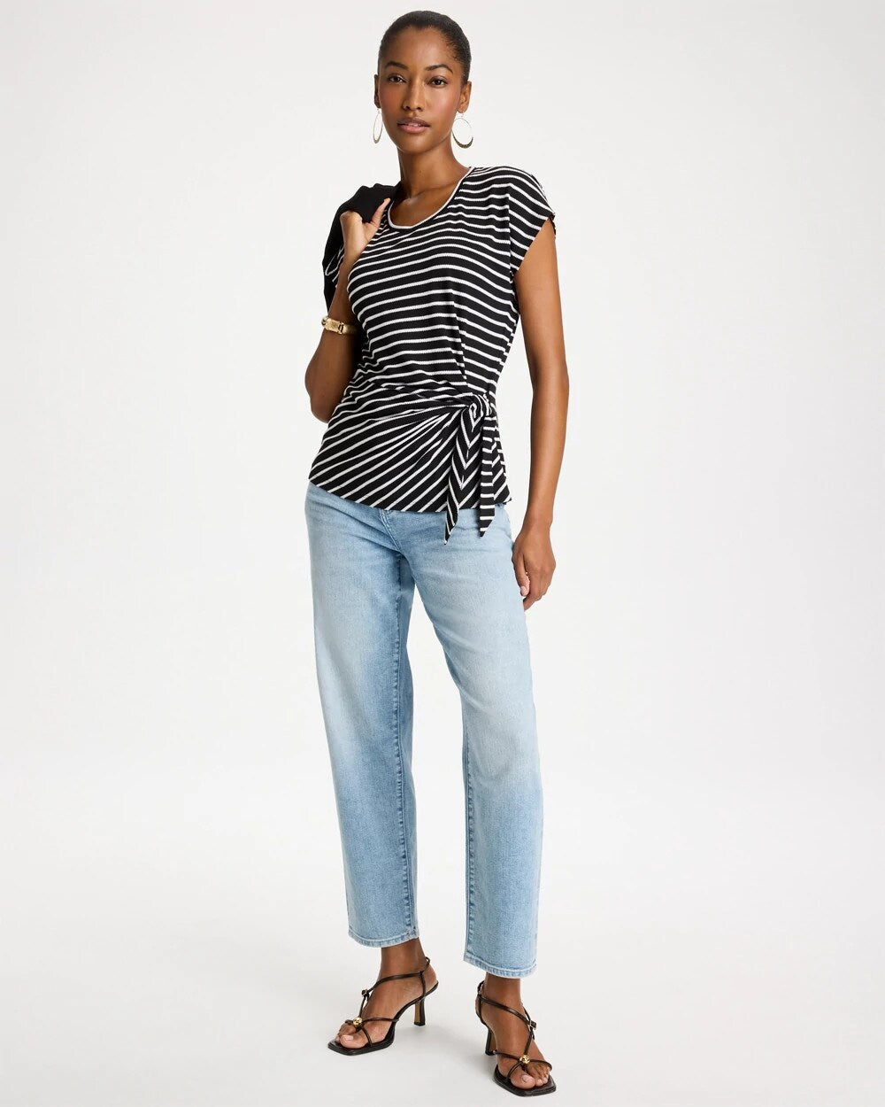 Striped Tie-Front Tee