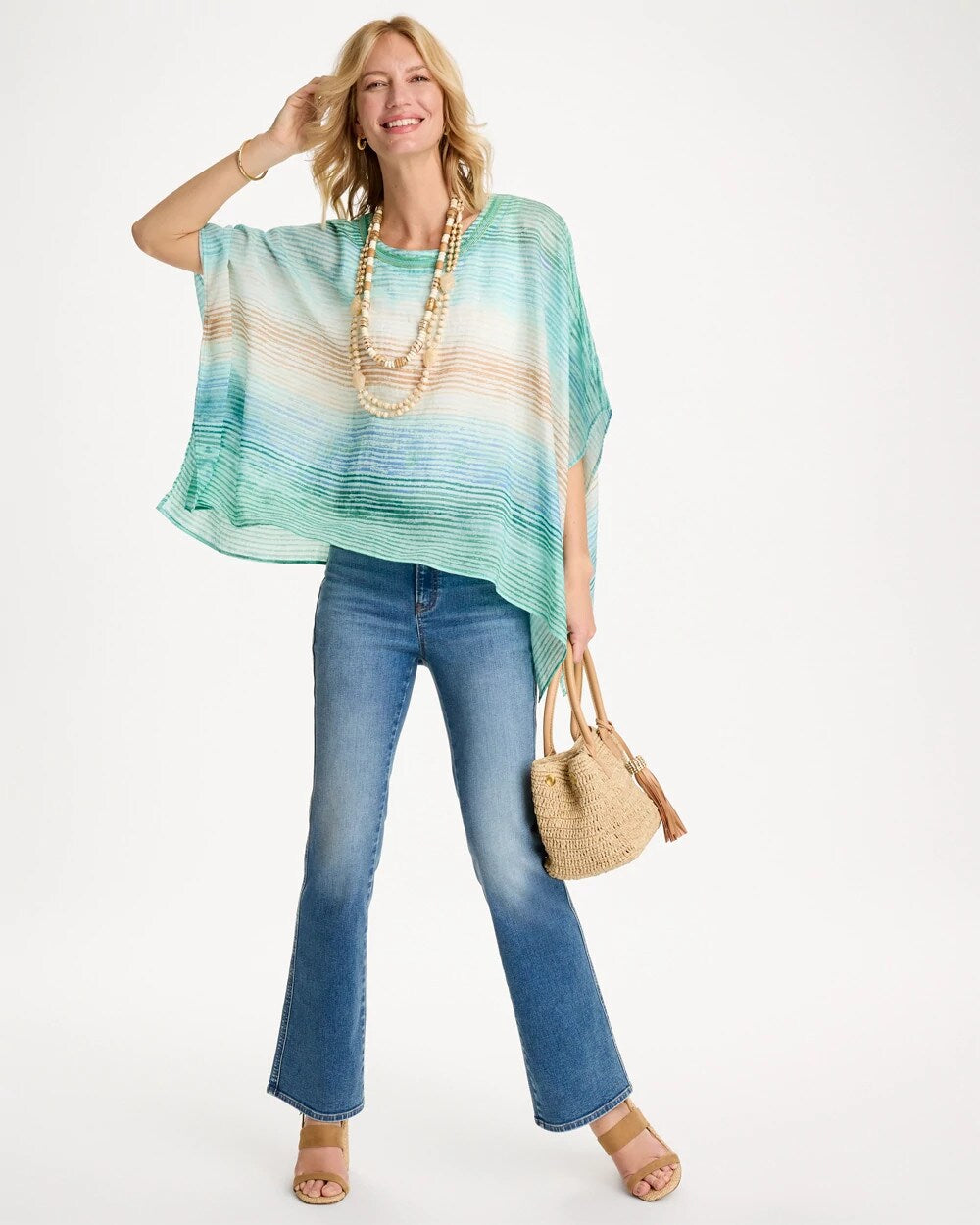 Ombre Coastal Printed Poncho