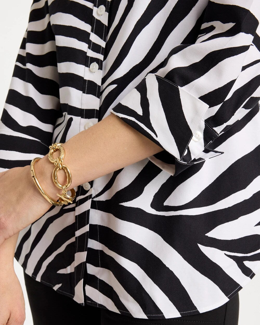 No Iron Stretch Zebra Print Shirt