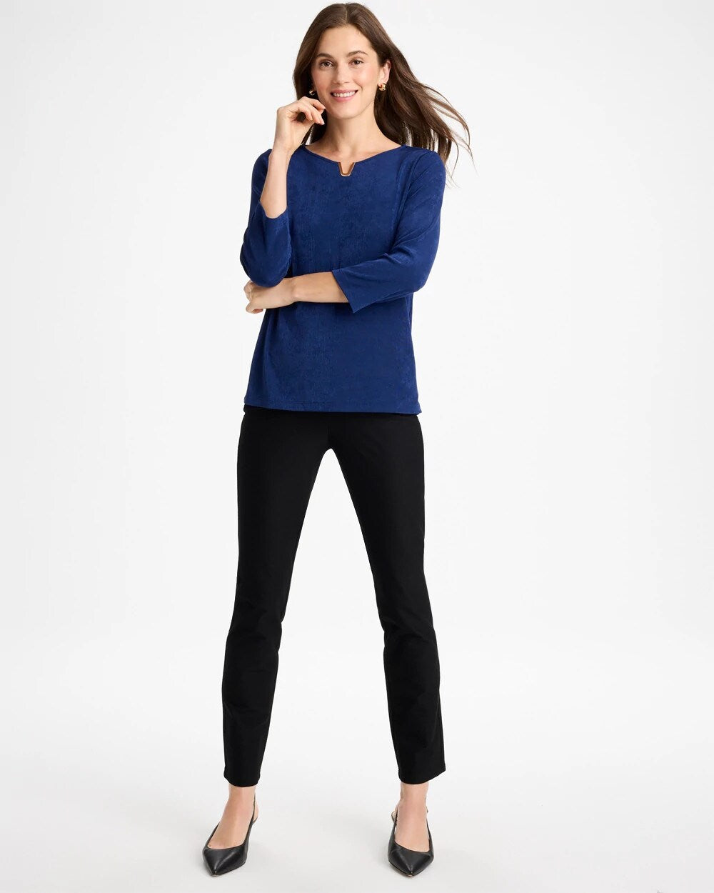 Travelers Embellished V-Neck Top