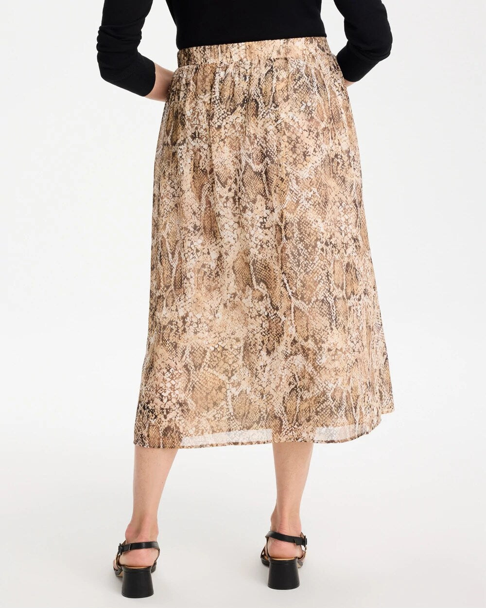 Georgette Python Animal Print Pull-On Skirt