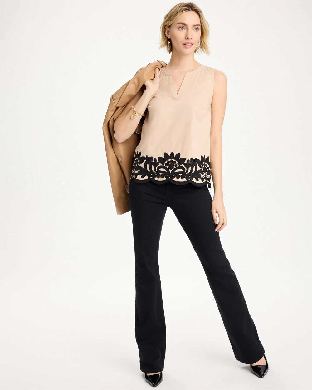 Applique Embellished Sleeveless Top