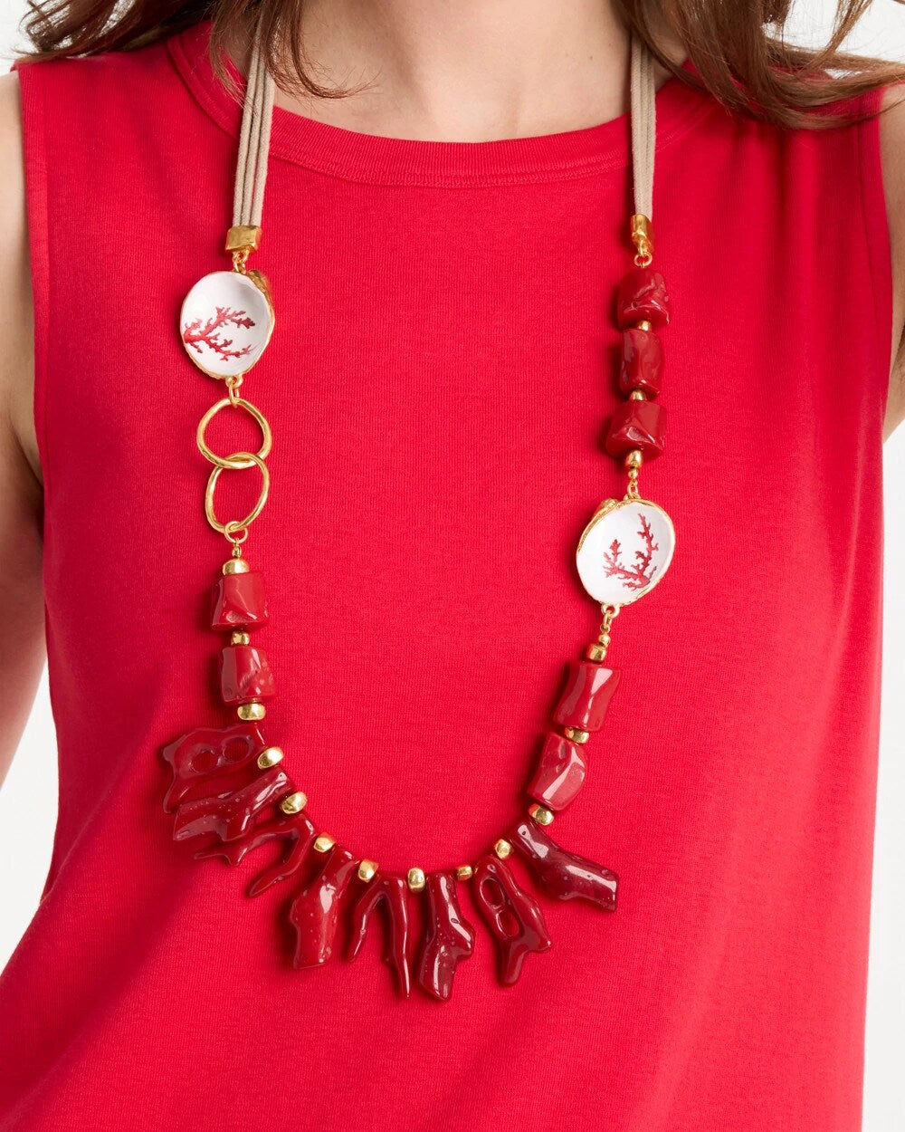 Chico's Originals Red Resin Necklace