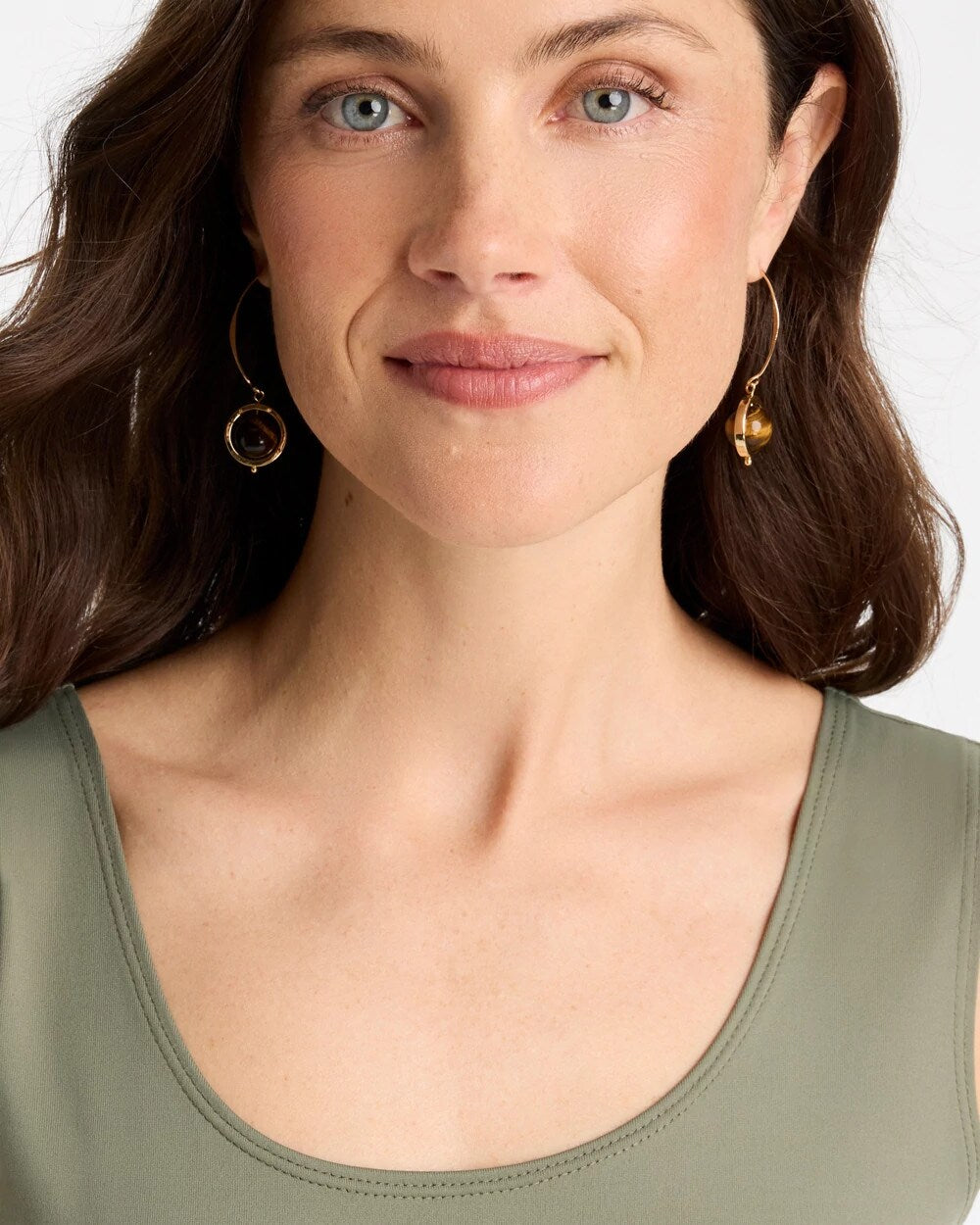 Tiger¡¯s Eye Threader Earrings