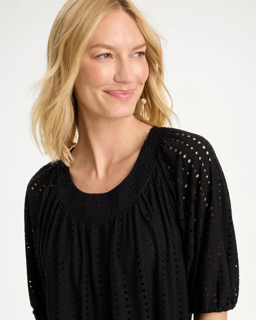 Textured Jacquard Peasant Tee