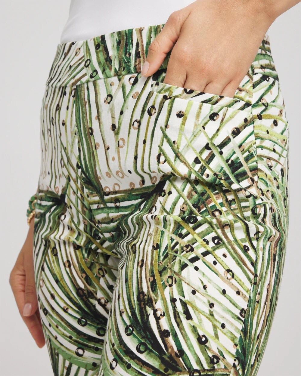 Brigitte Slim Ankle Palm-Print Pants