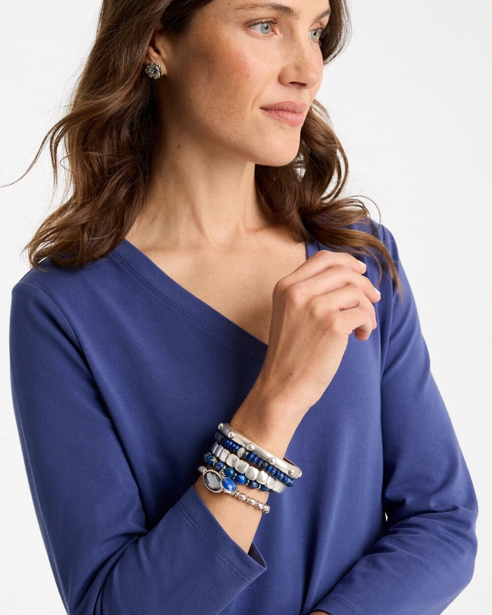 Blue Jasper Stretch Charm Bracelet