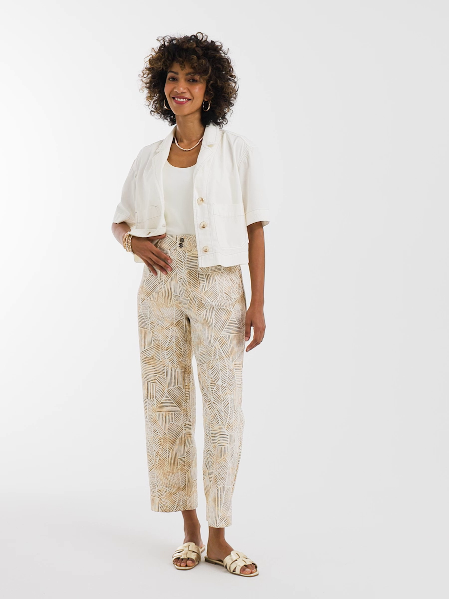 Printed Cropped Straight-Leg Pants