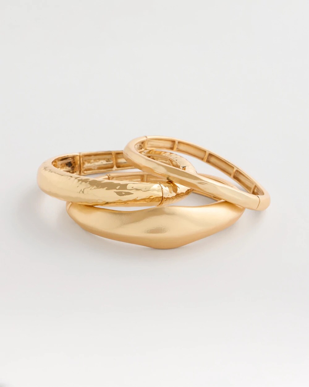 Goldtone Stretch Bangle Set of Three
