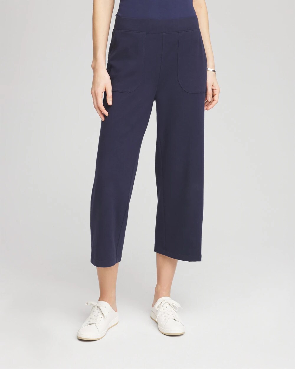 Zenergy French Terry Gauze-Inset Cropped Pants