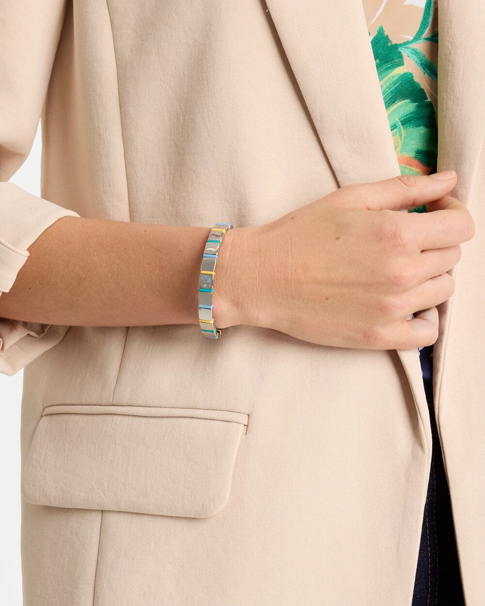 Glam Teal Slice Stretch Bracelet