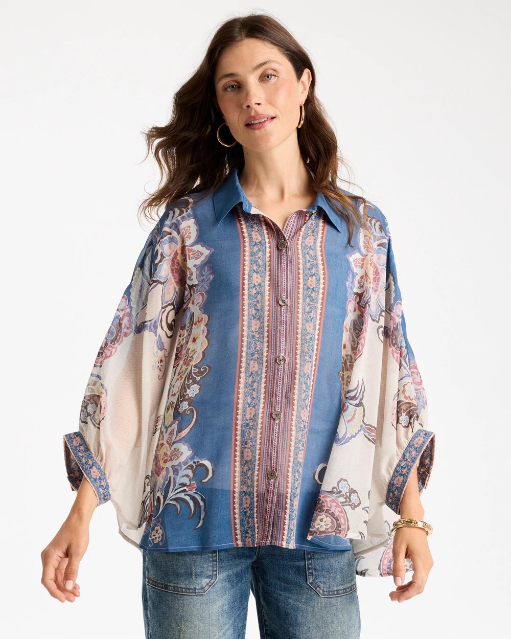Collared Button Down Poncho