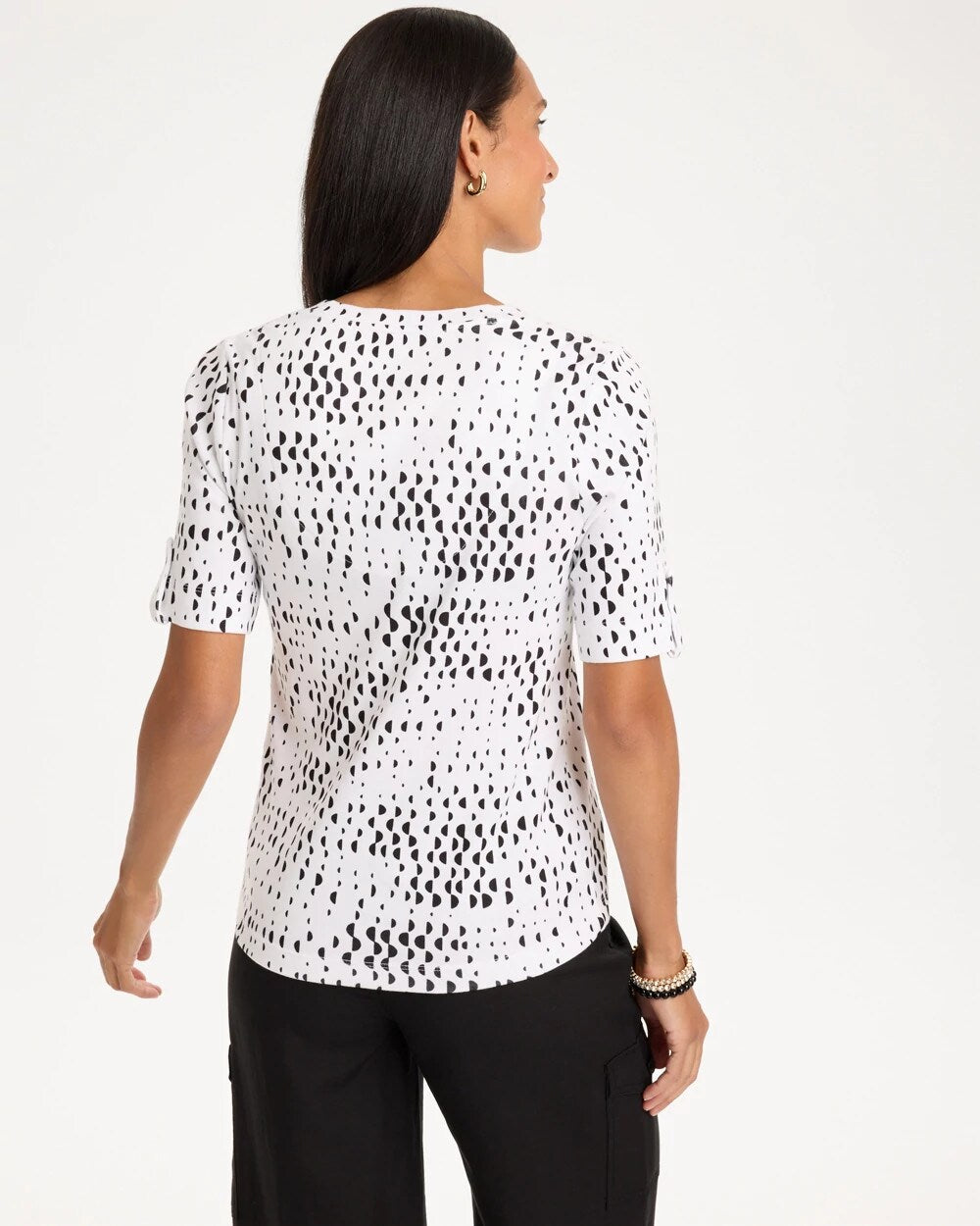 Geo Print Pima V-Neck Tee