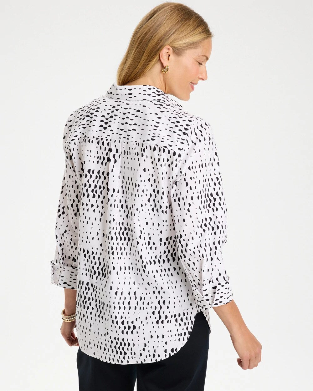 No Iron Stretch Geo Print Shirt