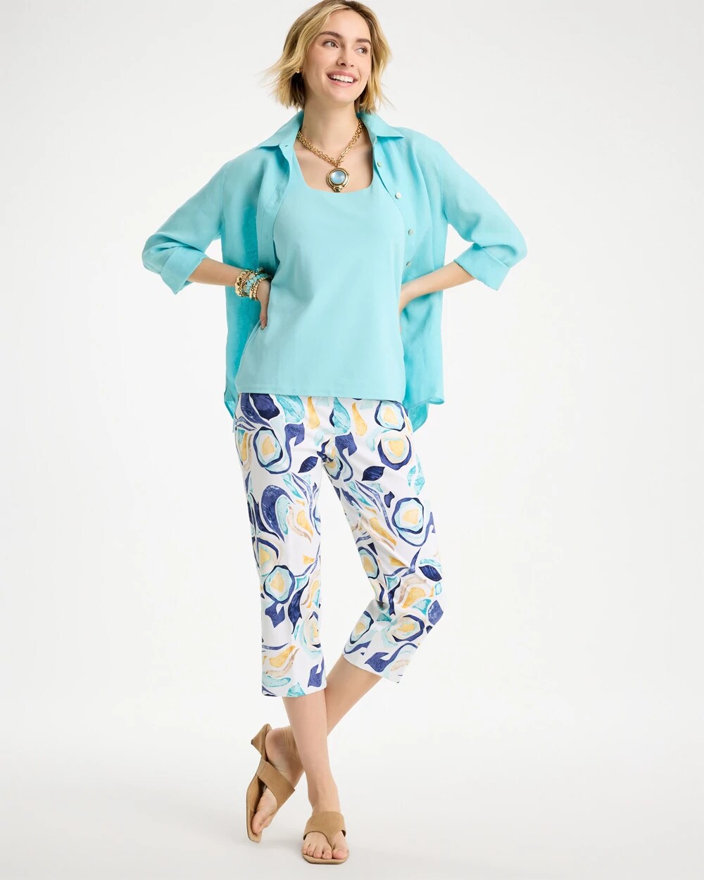 Brigitte Slim Handpainted Pull-On Capri