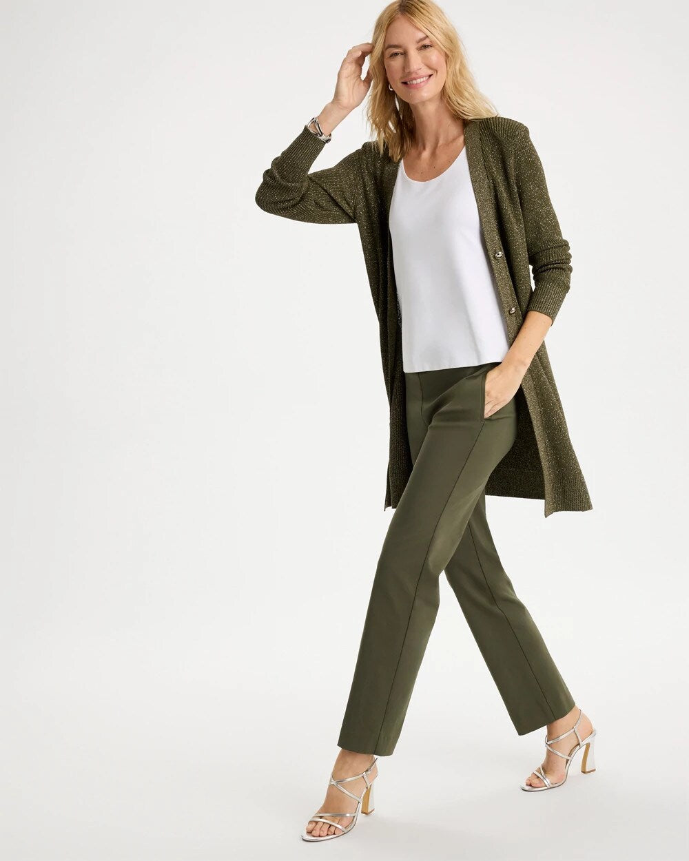 Brigitte Tab Straight Ankle Pants