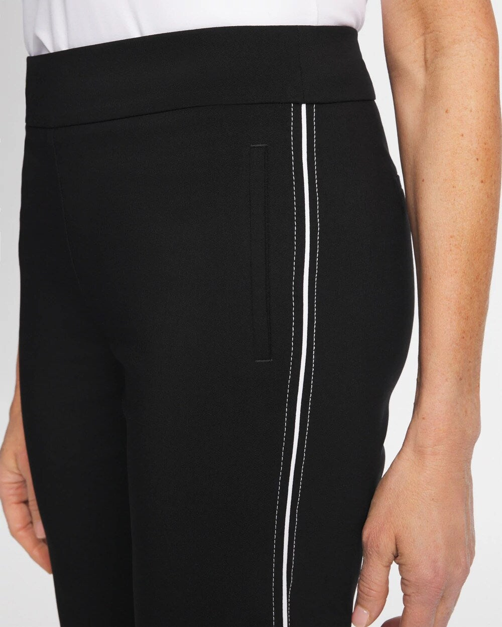 Brigitte Piped Straight Cropped Pants