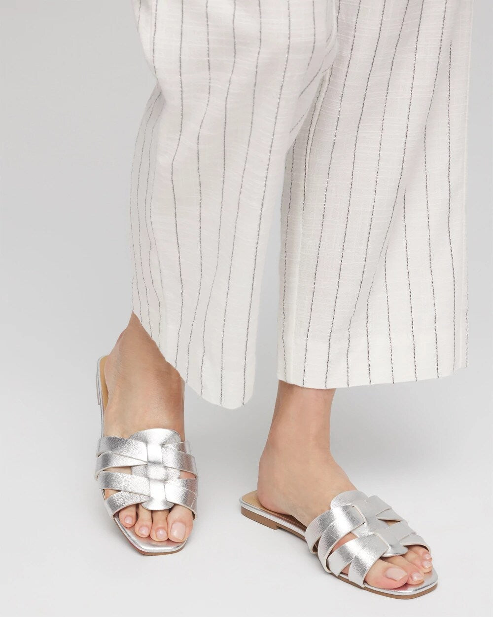 Leather Cassidy Cross-Strap Slide Shoes