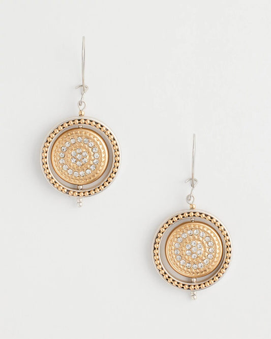 Mixed Metal Medallion Earrings