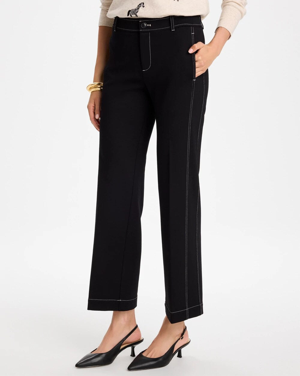 Emme Wide-Leg Ponte Pants