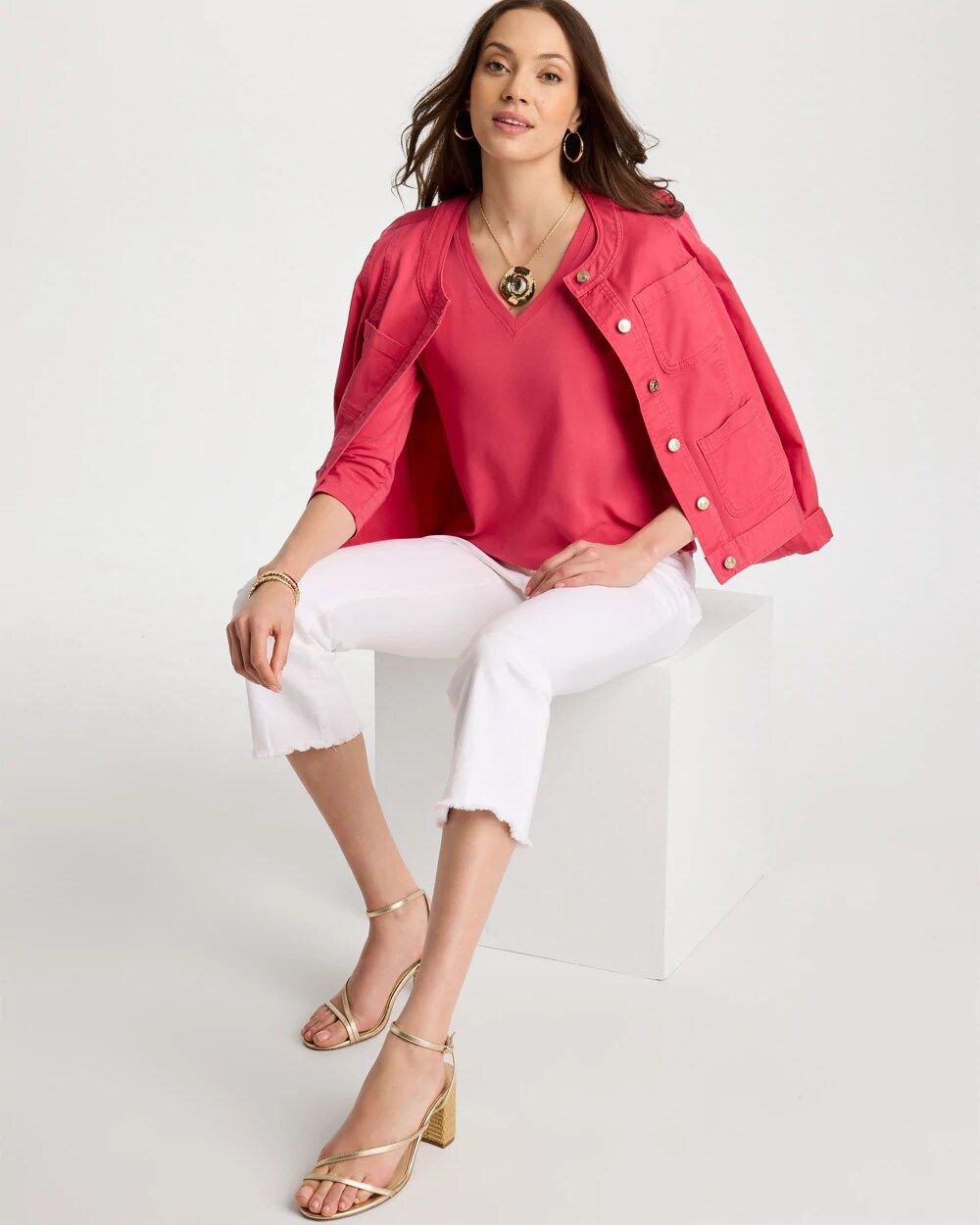 Cotton Stretch 3/4 Sleeve Tee