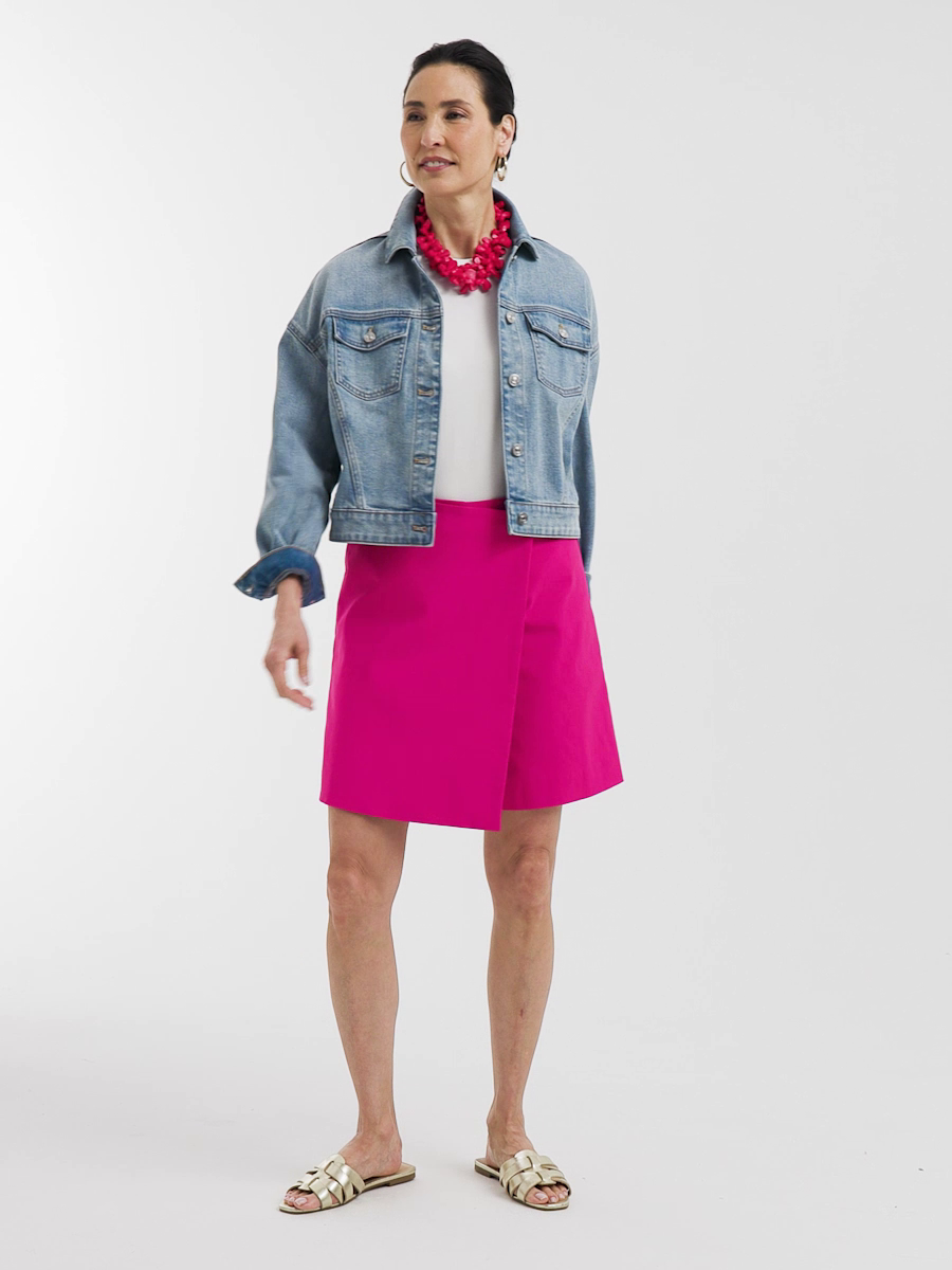 Brigitte Pull-On Asymmetrical Wrap Skort
