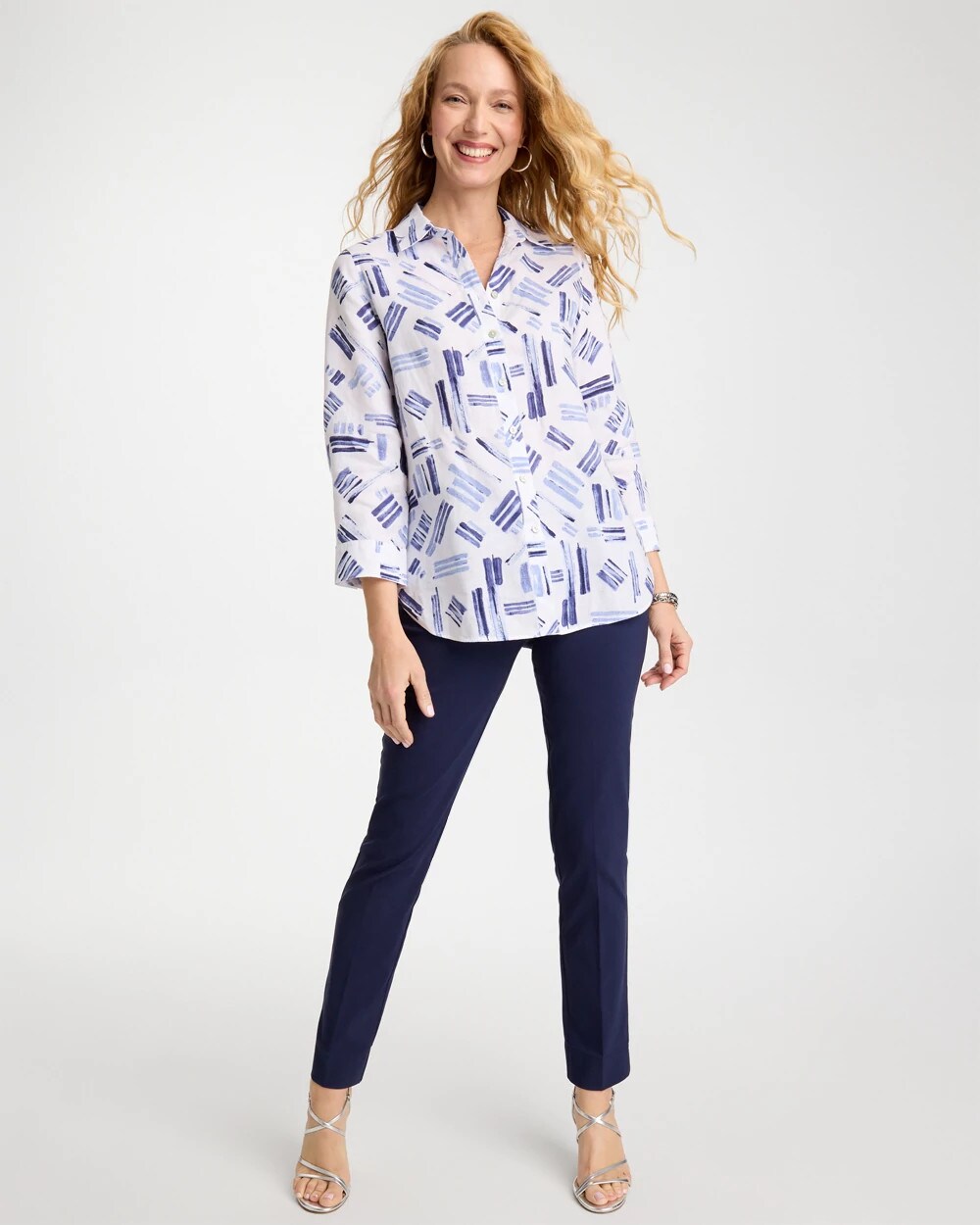 No Iron Printed Linen Shirt