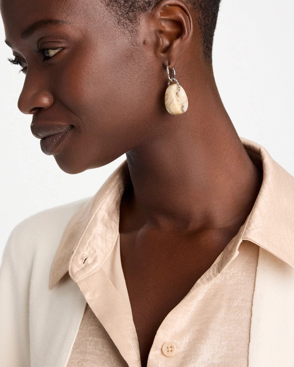 Neutral Drop Hoop Earrings