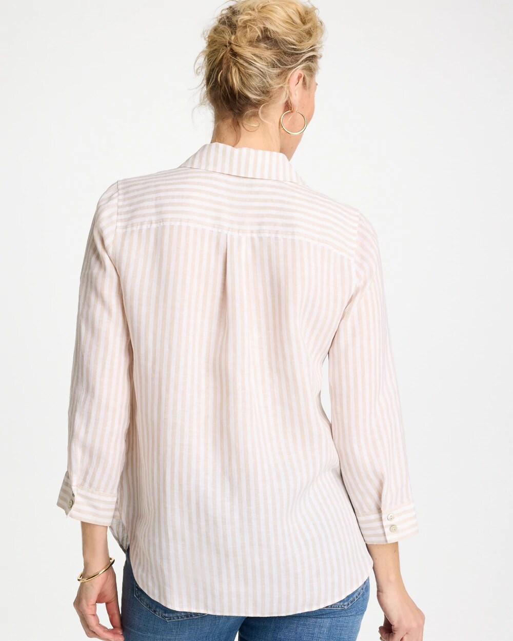 No Iron Striped Linen Shirt