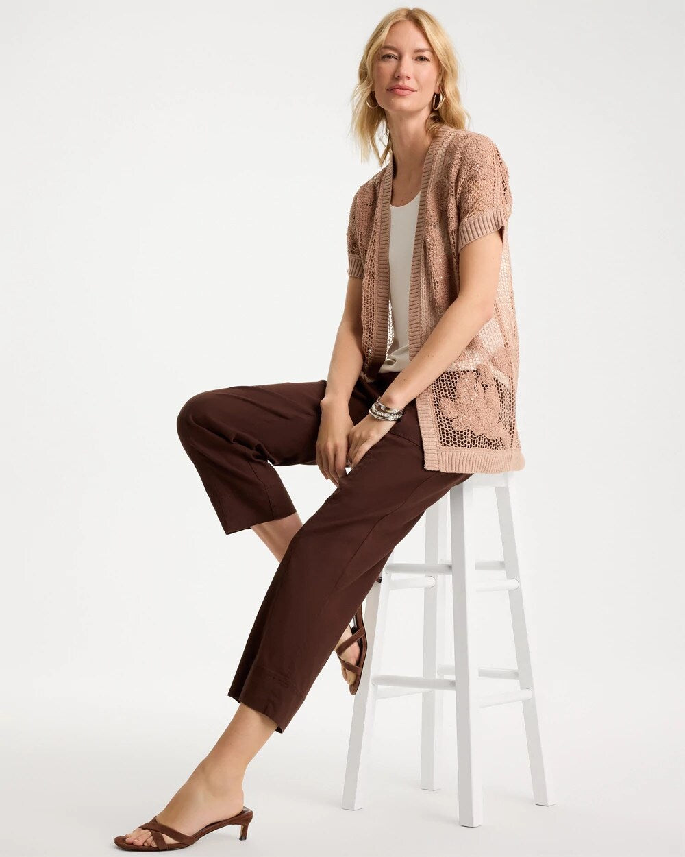 Cotton-Blend Crochet Cocoon Cardigan