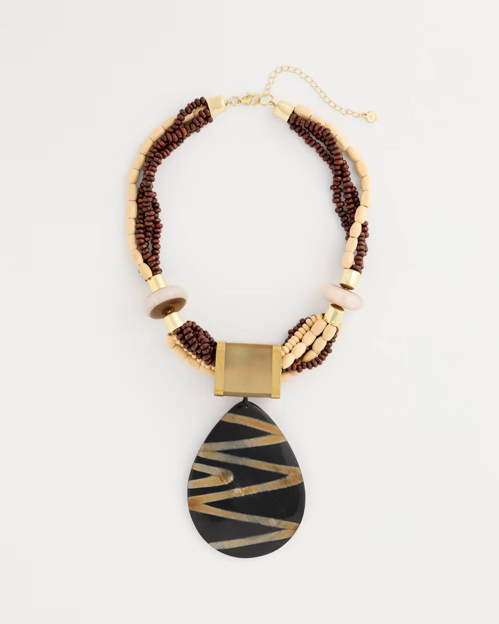 Chico's Originals Genuine Horn Striped Pendant Necklace