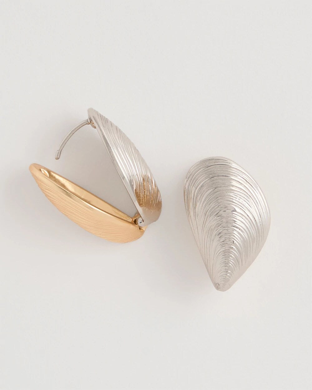 Reversible Mixed-Metal Shell Earrings