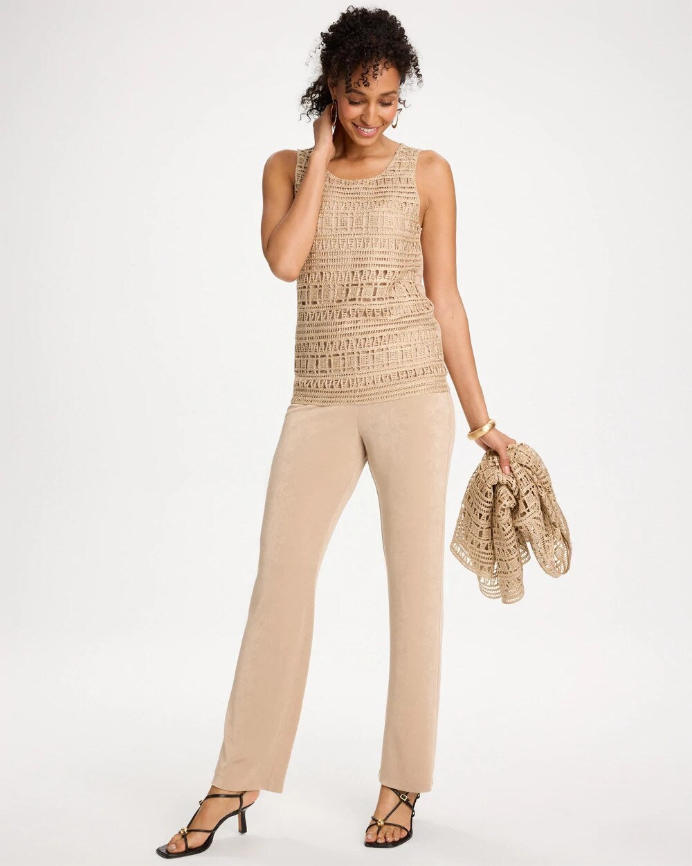 Travelers Metallic Crochet Sweater Tank