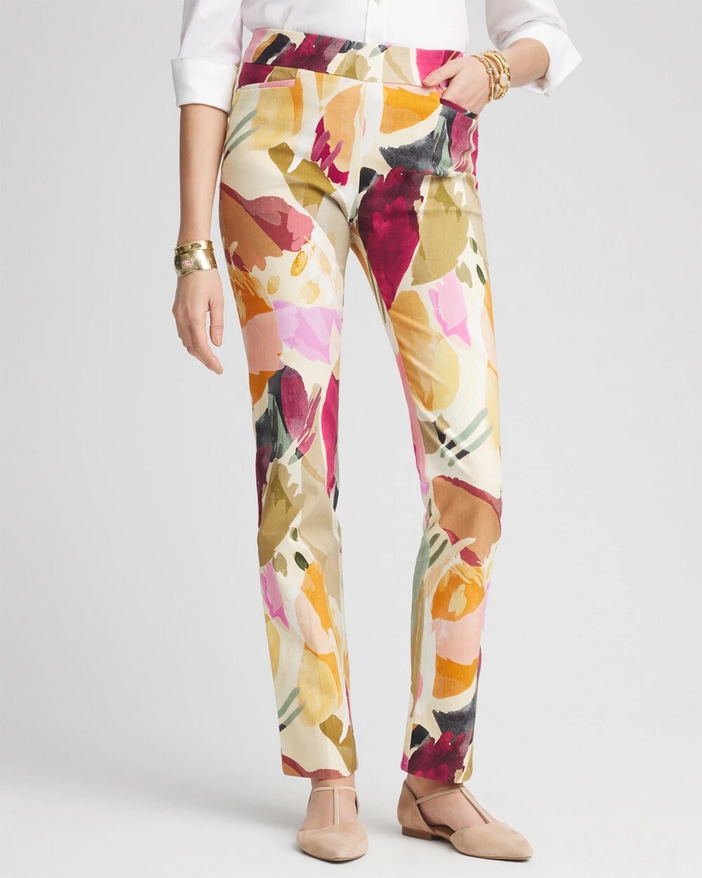 Brigitte Abstract Floral Slub Pants