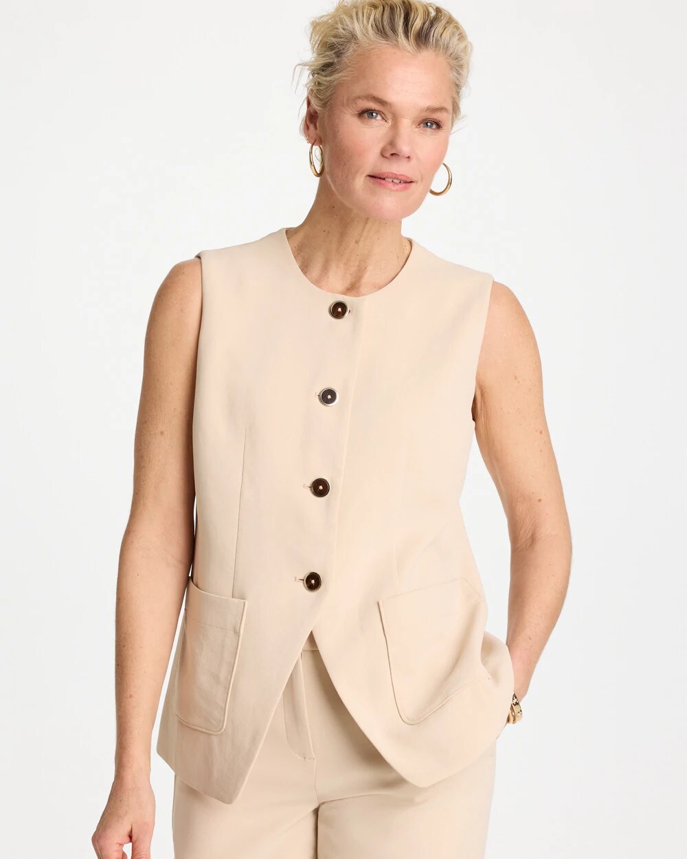 Split Hem Crepe Vest