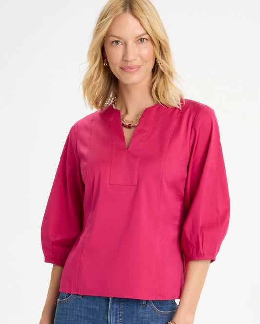 Poplin Cotton 3/4 Sleeve Popover
