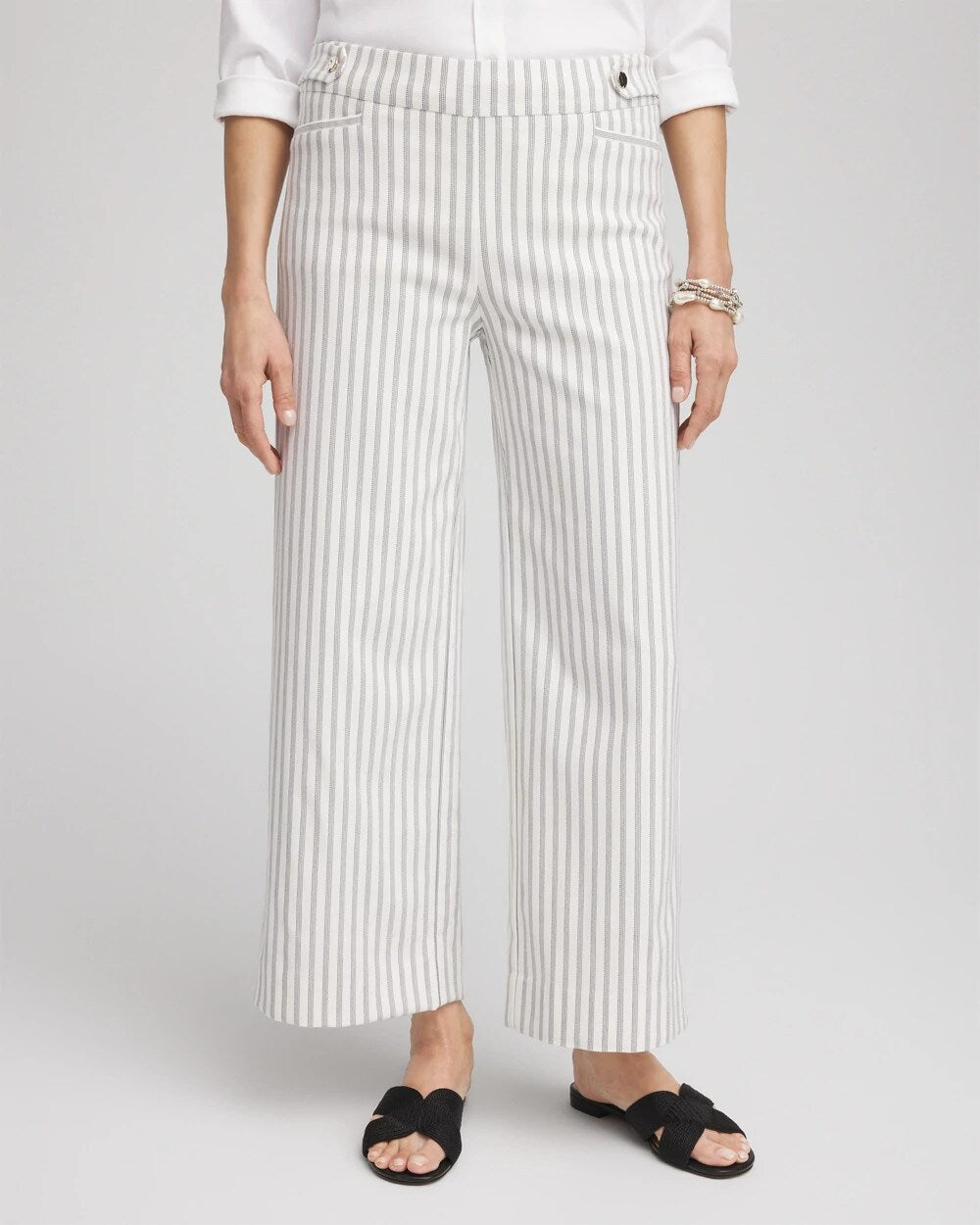 Brigitte Striped Wide-Leg Cropped Pants