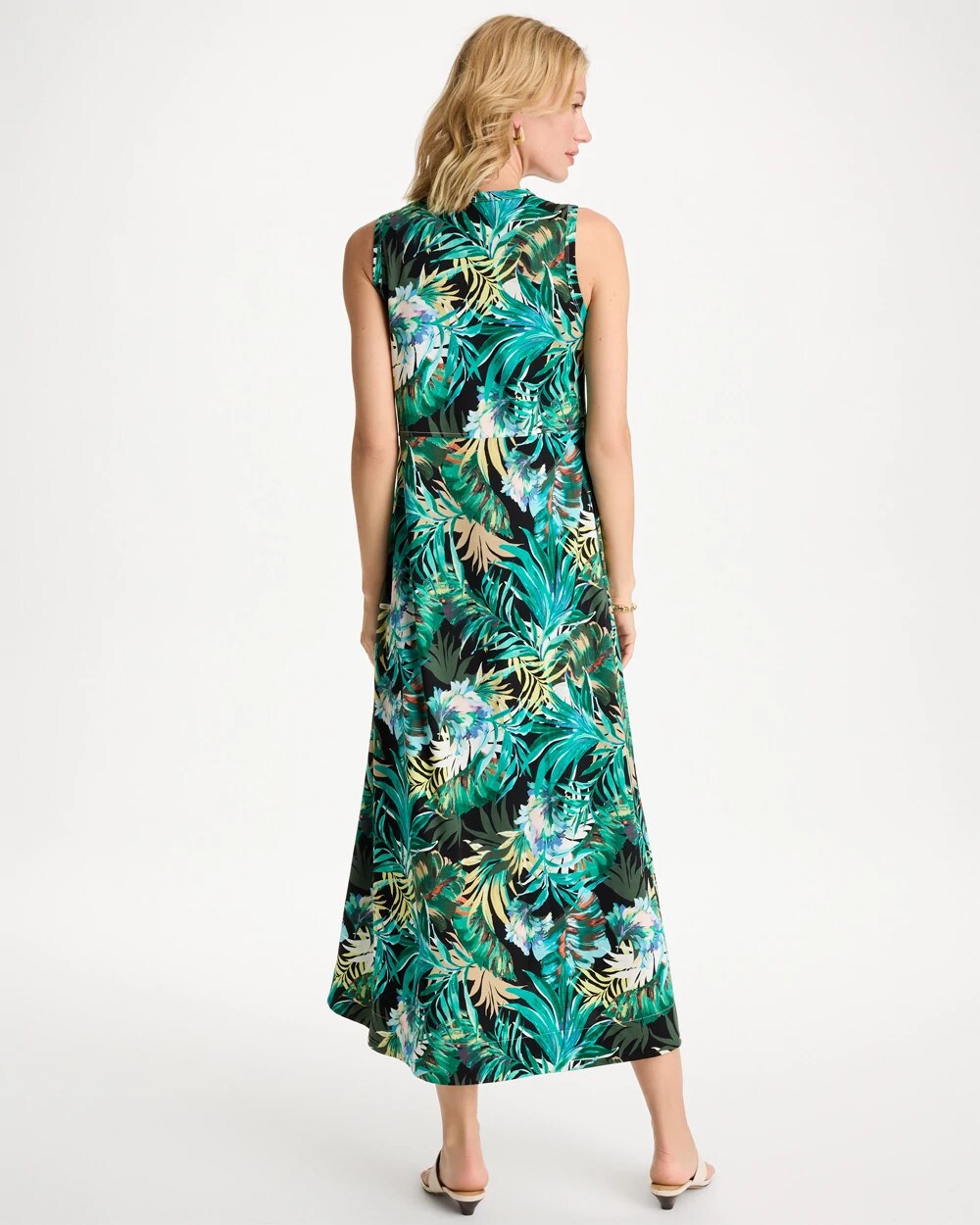 Palm Printed Knit Maxi Dress