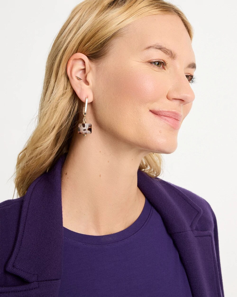 Tortoise Cubes on Fishwire Earrings