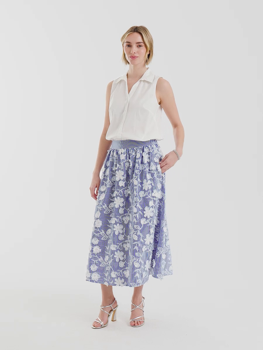 Cotton Embroidered Floral Skirt