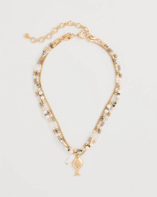 Neutral Jasper Shell Short Necklace